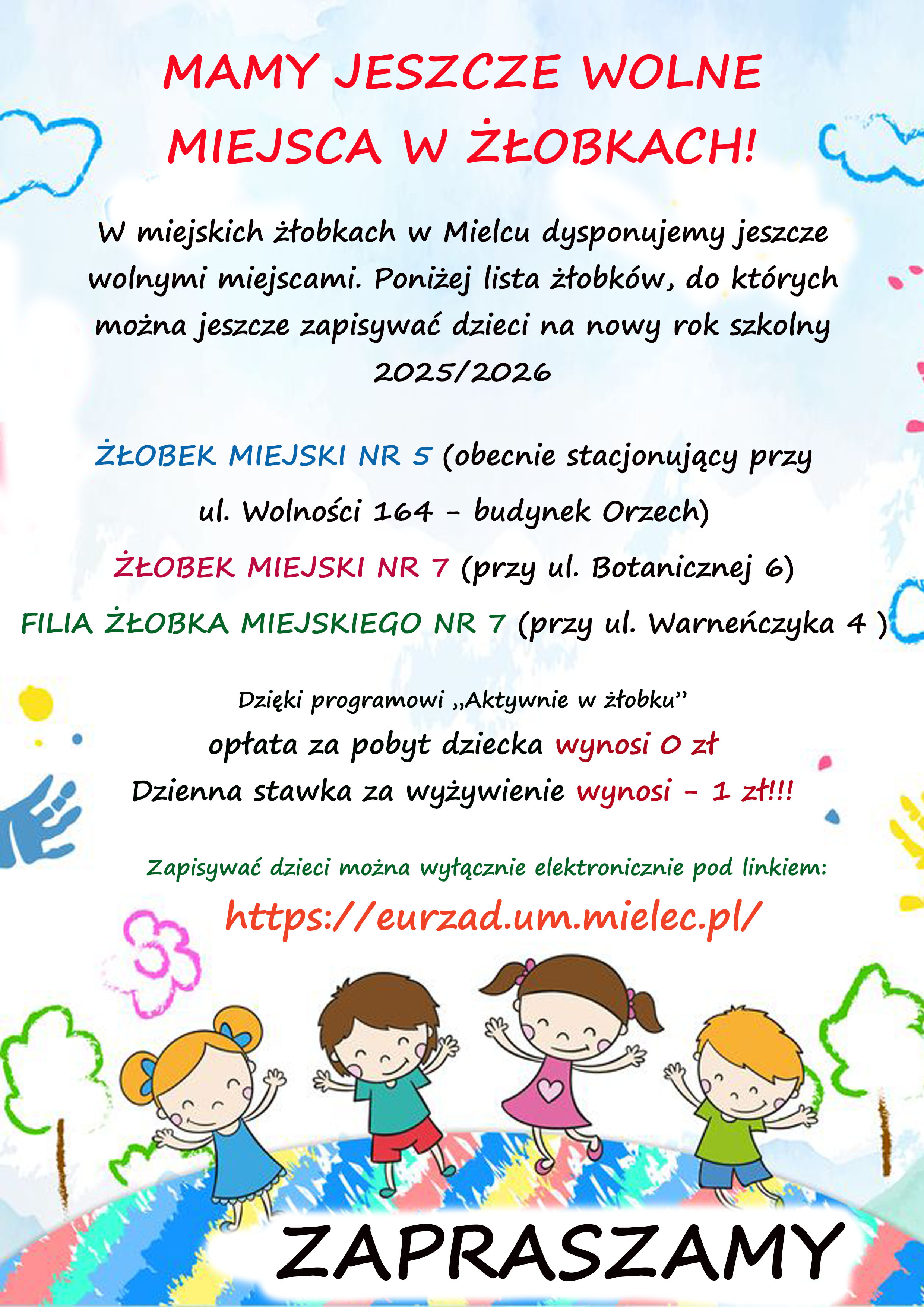 plakat wolne miejsca