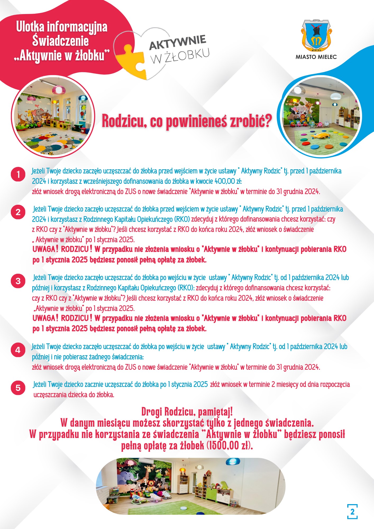 Ulotka informacyjna Świadczenie Aktywnie w żłobku str.2