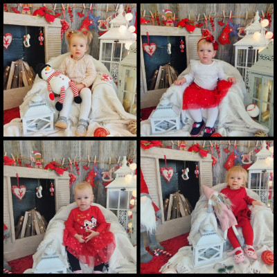 Zdjęcie przedstawia dzieci z grupy Biedronki podczas sesji zdjęciowej 